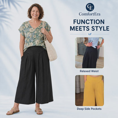 ComfortEra™ Flattering Soft Linen Palazzo Pants