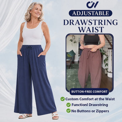 Women’s Relaxed Linen-Blend Wide-Leg Pants