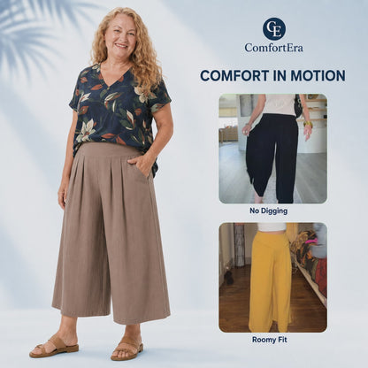 ComfortEra™ Flattering Soft Linen Palazzo Pants