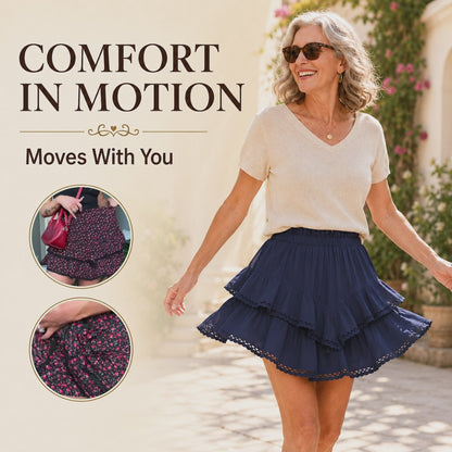 RuffleEase - High Waist Tiered Skort for Women