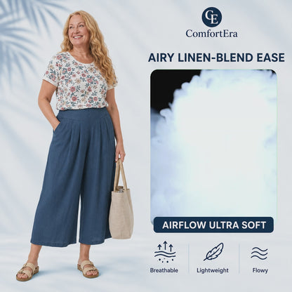 ComfortEra™ Flattering Soft Linen Palazzo Pants